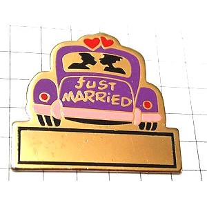 ピンバッジ・新婚カップル車ハネムーン JUST-MARRIED