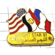 ピンバッジ・アメリカエジプト国旗フランス星アラビア語 BRIGHT-STAR FLAG USA FRANCE EGYPT