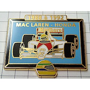 ピンバッジ・アイルトンセナF1車ドライバーホンダ