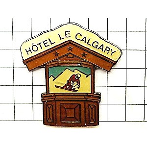 ピンバッジ・カルガリーホテル雪山スキー風景 CALGARY HOTEL SKIING