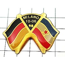 ピンバッジ・サッカーワールドカップ大会イタリア独ユーゴ国旗 MILANO ITALIA WORLDCUP GERMANY YUGOSLAVIA