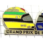 ピンバッジ・アイルトンセナとプロストF1ヘルメット車レース AYRTON-SENNA ALAIN-PROST HELMET