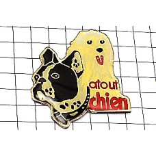 ピンバッジ・フレブルと白犬 ATOUT-CHIEN