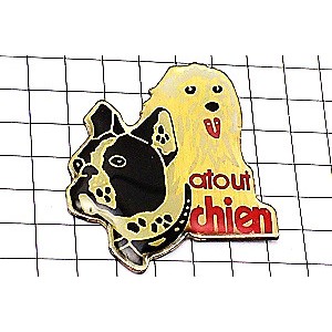 ピンバッジ・フレブルと白犬 ATOUT-CHIEN