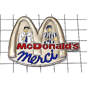 ピンバッジ・マクドナルドＭありがとうメルシー店員さん MERCI THANK-YOU MC-DONALDS