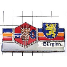 ピンバッジ・スイス鍵かぎ小麦ライオン紋章 BURGLEN SWISS WHEAT