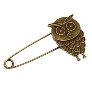 ブローチ・フクロウ梟ミミズク鳥ブロンズ色 OWL BROOCH