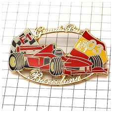 ピンバッジ・バルセロナF1サーキット車と旗 BARCELONA CIRCUIT SPAIN FLAG FERRARI