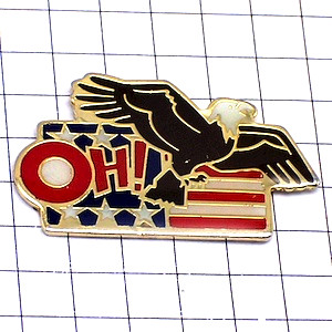 ピンバッジ・アメリカ国旗イーグル鷲と星条旗OH！USA FLAG EAGLE