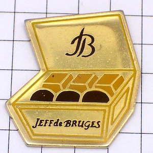 ピンバッジ・ジェフドブルージュ箱チョコレートお菓子 JEFF-DE-BRUGES BELGIUM