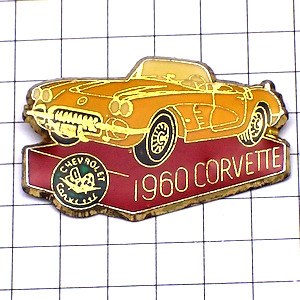 ピンバッジ・シボレー車コルベット黄色アメリカ CHEVROLET-CORVETTE CHEVROLET USA