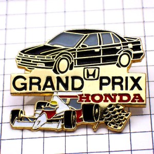 ピンバッジ・ホンダＦ１アイルトンセナ車チェッカーフラッグ AYRTON-SENNA HONDA