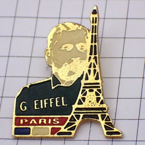 ピンバッジ・エッフェル氏とエッフェル塔パリ方眼紙 GUSTAVE-EIFFEL TOUR-EIFFEL