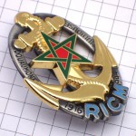 ブローチ・緑色の星イカリ錨ミリタリーフランス軍 REGIMENT-D-INFANTERIE-CHARS-DE-MARINE FRANCE