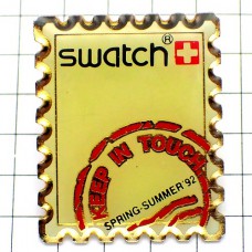 ピンバッジ・スウォッチの腕時計スイス切手型 SWATCH SWISS 