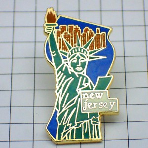 ピンバッジ・自由の女神ニューヨーク/USAアメリカ NEW-JERSEY MAP USA STATUE-OF-LIBERTY