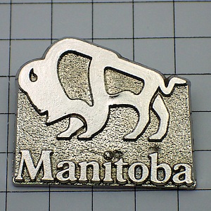 ピンバッジ・バッファロー野牛カナダのマニトバ製 BISON MANITOBA CANADA