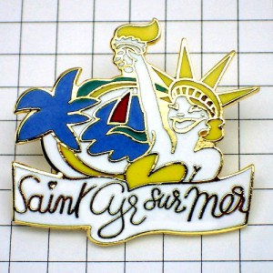 ピンバッジ・自由の女神とヨット海 SAINT-CYR-SUR-MER