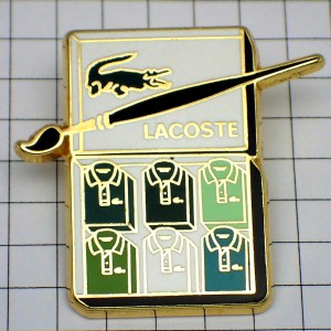 ピンバッジ・ラコステ紫系ポロシャツ絵の具の筆 LACOSTE