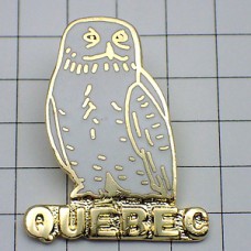 ピンバッジ・白いフクロウ梟ケベック州カナダ HIBOU QUEBEC CANADA