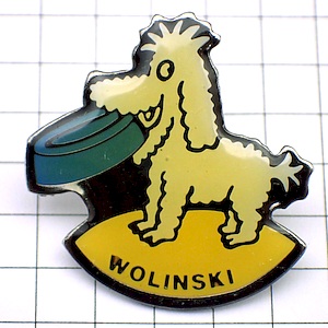 ピンバッジ・ウォランスキー画の白い犬 WOLINSKI