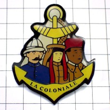 ピンバッジ・肌の色の違う人たちイカリ錨 LA-COLONIALE