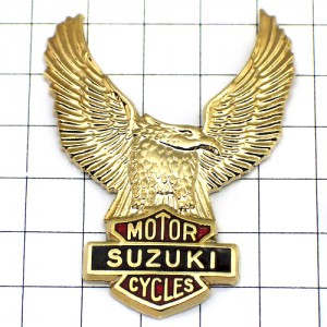 ピンバッジ・スズキ鷲イーグル二輪バイク金色 SUZUKI MOTOR-CYCLES JAPAN