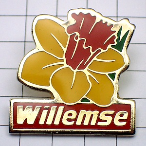 ピンバッジ・オレンジ色の水仙花 WILLEMSE FRANCE