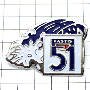 ピンバッジ・５１番と大きな波パスティス酒 PASTIS-51 FRANCE