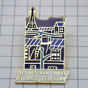 ピンバッジ・エッフェル塔パリ電話ケーブル線 EIFFEL-TOWER PARIS FRANCE