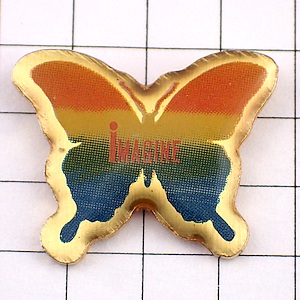 ピンバッジ・ジョンレノン『イマジン』蝶々ビートルズ音楽 BEATLES IMAGINE BUTTERFLY ENGLAND