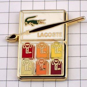 ピンバッジ・ラコステ暖色ポロシャツ鰐ワニ筆 LACOSTE