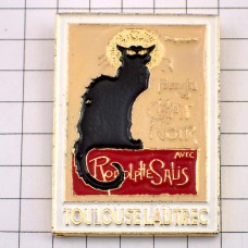 ピンバッジ・黒猫モンマルトルのキャバレー店ロートレック画