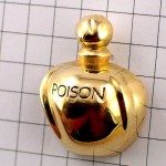 ピンバッジ・クリスチャンディオール香水壜プワゾン金色 CHRISTIAN-DIOR POISON