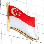 ピンバッジ・NEW!シンガポール国旗デラックス薄型キャッチ付き三日月星 SINGAPORE FLAG