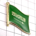 ピンバッジ・NEW!サウジアラビア国旗デラックス薄型キャッチ付き剣アラビア語