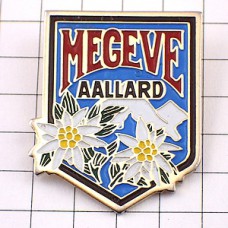 ピンバッジ・エーデルワイスの花アルプス雪山の紋章 MEGEVE EDELWEISS FRANCE