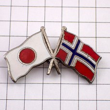 ピンバッジ・ノルウェー国旗ノルウェイ日本日の丸