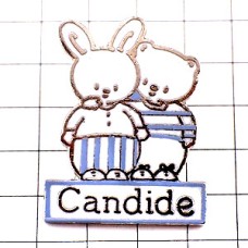 ピンバッジ・ウサギちゃんとクマくん二人 CANDIDE