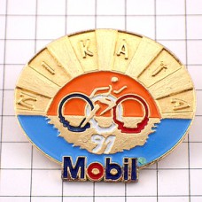 ピンバッジ・NIKATAモービル石油トリコロール輪 MOBIL-OIL USA