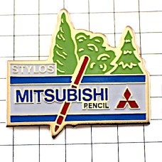 ピンバッジ・三菱のペン文房具と木 MITSUBISHI-PENCIL