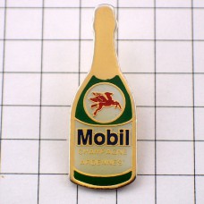 ピンバッジ・モービル石油シャンパーニュ瓶 MOBIL-OIL USA