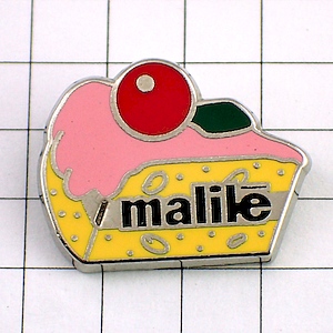 ピンバッジ・ピンク色のショートケーキお菓子