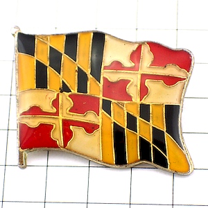 ピンバッジ・メリーランド州旗アメリカ/USA白赤の十字や黄と黒の市松模様の旗 MARYLAND STATE FLAG