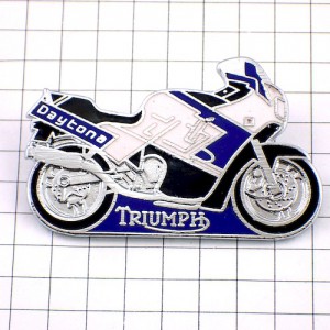 ピンバッジ・トライアンフ二輪デイトナ青白バイク TRIUMPH DAYTONA ENGLAND