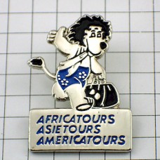 ピンバッジ・旅行に出るライオン急ぐ AFRICATOURS ASIETOURS AMERICATOURS