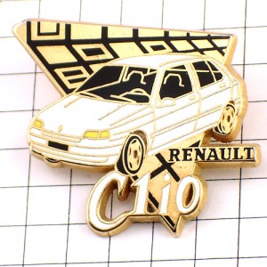 ピンバッジ・ルノー白クリオ車 RENAULT FRANCE