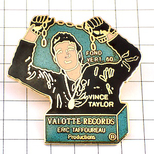 ピンバッジ・ヴィンステイラー歌手ロック英国 VINCE-TAYLOR VALOTTE-RECORDS