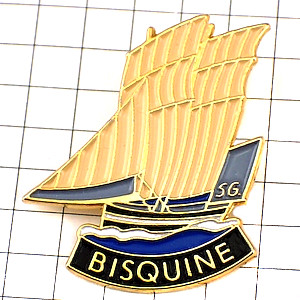 ピンバッジ・ボート帆船ビスキーヌ BISQUINE BRETAGNE FRANCE