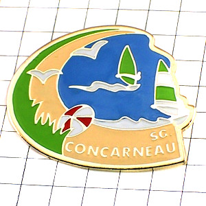 ピンバッジ・ウインドサーフィン鳥カモメ海岸 CONCARNEAU BRETAGNE FRANCE